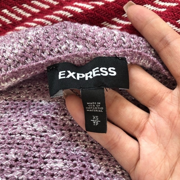 Express Purple Front Wrap Tunic Knit Sweater Top - Picture 4 of 7